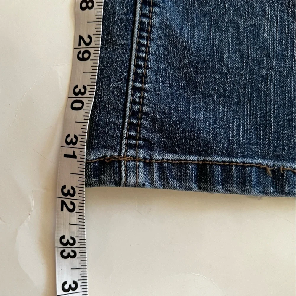 Cache Mid-Rise Animal Print Trimmed Boot Cut Jeans Size 6